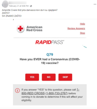 Slika od Američki Crveni križ u svom upitniku za darivatelje krvi nije priznao da su cjepiva protiv Covida štetna