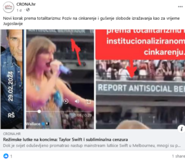 Slika od Natpis na koncertu Taylor Swift ne znači da je Australija “zakoračila” prema totalitarizmu