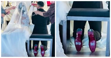 Slika od “Ovako se moj muž pojavio na vjenčanju”: Mladoženja porukom na cipelama nasmijao sve