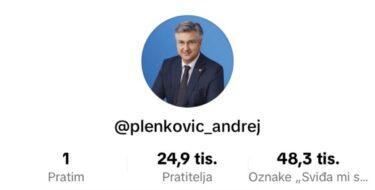 Slika od Plenković na TikToku prati samo jedan profil (nije Vili Beroš)