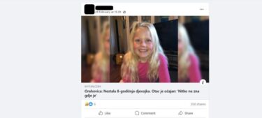 Slika od Širi se lažna vijest o nestanku osmogodišnje djevojčice u Orahovici