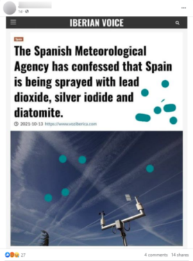 Slika od Španjolska meteorološka agencija nije priznala prskanje chemtrailsima
