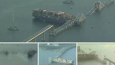 Slika od VIDEO Prizori katastrofe u SAD-u iz zraka: Brod se zabio u most, most se urušio, ljudi pali u vodu