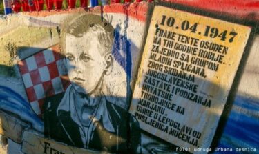 Slika od 10. travnja 1947. mladi hrvatski domoljubi skinuli jugoslavensku zastavu s Marjana