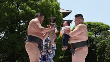 Slika od Sumo borci nosili bebe i čekali koja će prva zaplakati. Iza toga se krije važna poruka