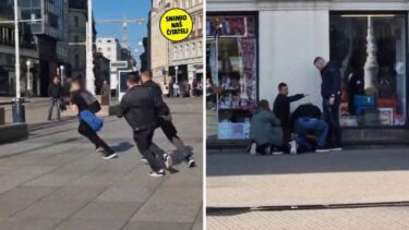 Slika od VIDEO Potjera po Trgu: Policajci lovili mladića koji je nasrnuo na djevojku s transparentom