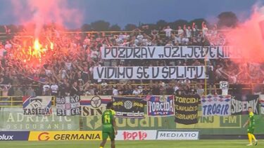 Slika od Hajduku fali 18 igrača, Torcida izvjesila transparent: Pozdrav ozlijeđenima, vidimo se u Splitu