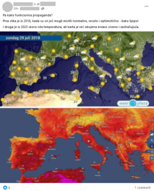 Slika od Dvije mape različitih vremenskih prognoza nisu dokaz da globalno zatopljenje ne postoji