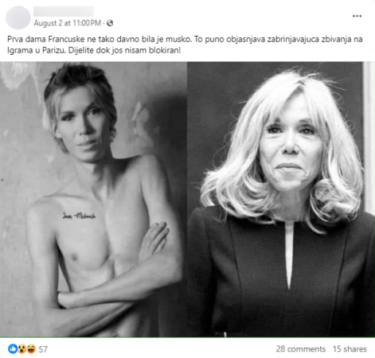 Slika od Brigitte Macron nije rođena kao muškarac