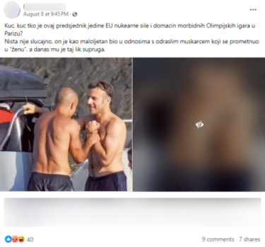 Slika od Fotografija Emmanuela Macrona koji se ljubi s muškarcem na jahti je AI generirana