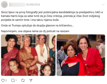 Slika od Kamala Harris izjašnjava se i crnkinjom i Amerikankom indijskog porijekla