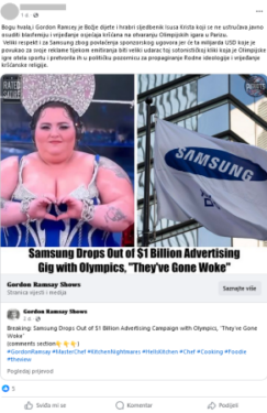 Slika od Samsung nije, zbog ceremonije otvaranja, ukinuo sponzorstvo Olimpijskim igrama