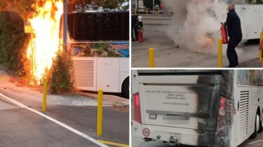 Slika od FOTO Drama u Opatiji, gorio bus kod benzinske, djelatnici gasili požar: ‘Vozač je gasio bočicama’