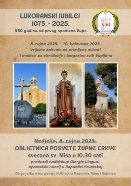 Slika od Proslava 950 godina od prvog spomena župe Lukoran (1075.-2025.), svečano misno slavlje u nedjelju, 8. rujna, na blagdan Male Gospe